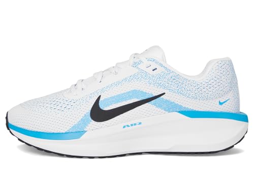 Nike Men's Winflo 11 Road Running Shoes, White/Black-Blue Hero, 9.5 Extra Wide