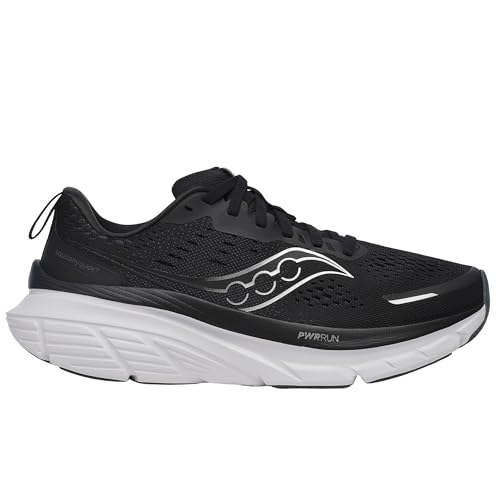 Saucony Women's Guide 18 Sneaker, Black/White, 8.5 Wide