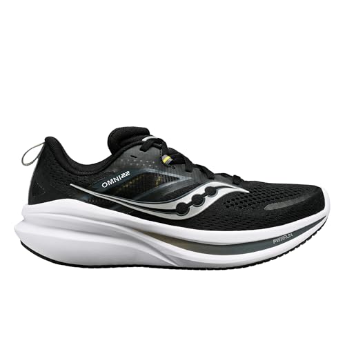 Saucony Men's Omni 22 Sneaker, Black/White, 10.5 Wide
