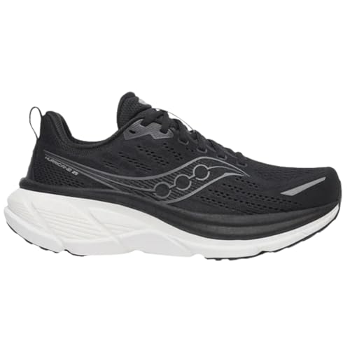 Saucony Men's Hurricane 25 Sneaker, Black/White, 9.5 Wide