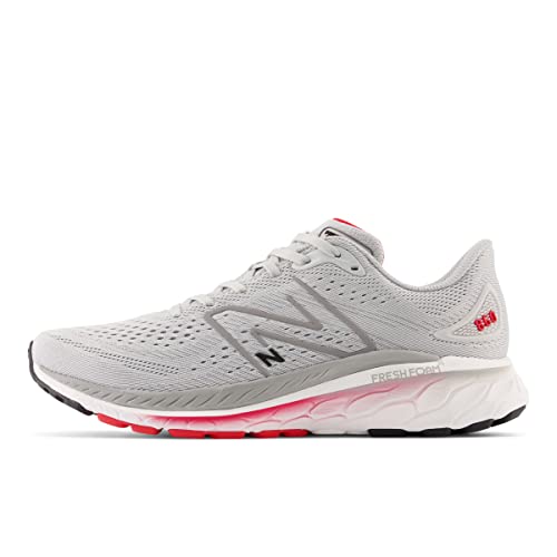 New Balance Men's Fresh Foam 860 V13 Running Shoe, Light Aluminum/True Red, 9.5 Medium