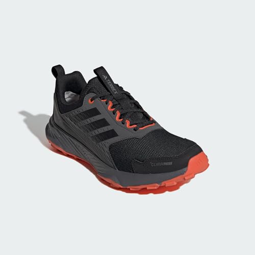 adidas Men's Terrex Tracefinder 2 Climaproof Trail Running, Black/Black/Semi Impact Orange, 12