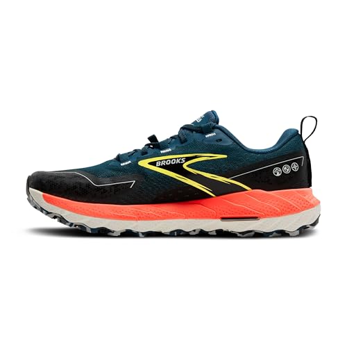 Brooks Men’s Cascadia 18 Mountain Trail Running Shoe - Legion Blue/Black/Flame - 8 Medium