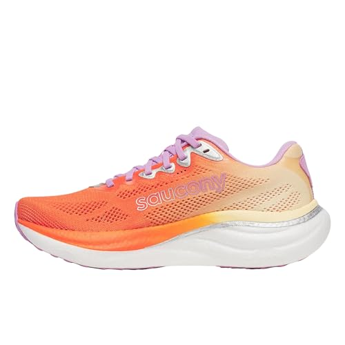 Saucony Women's Ride 19 Sneaker, Fire/Orchid, 9