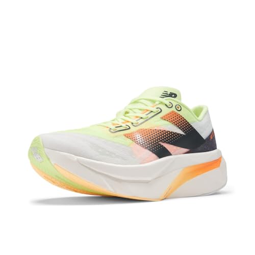 New Balance Women's FuelCell SuperComp Elite V4 Running Shoe, White/Bleached Lime Glo/Hot Mango, 5 M