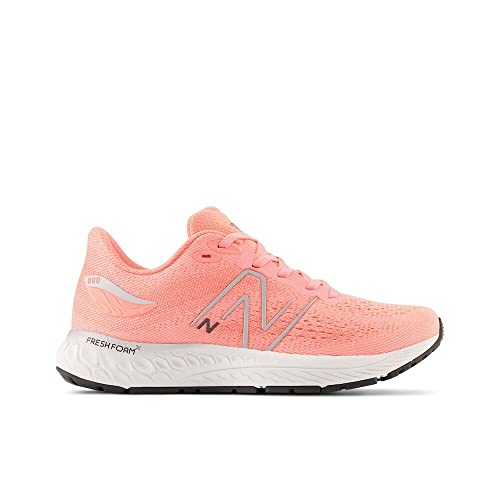New Balance Kid's Fresh Foam X 880 V12 Lace-Up Running Shoe, Grapefruit/Metallic Silver, 6 M Big Kid