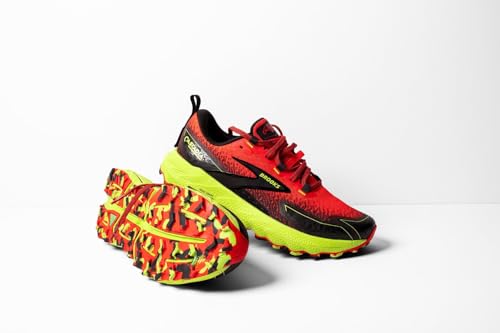 Brooks Men’s Cascadia 18 Mountain Trail Running Shoe - Cherry Tomato/Lime/Black - 10.5 Medium