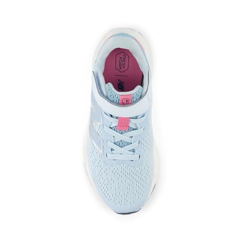 New Balance Fresh Foam Arishi V4 Bungee Lace with Top Strap Running Shoe, Quarry Blue/Real Pink/Chrome Blue, 13 US Unisex Little Kid
