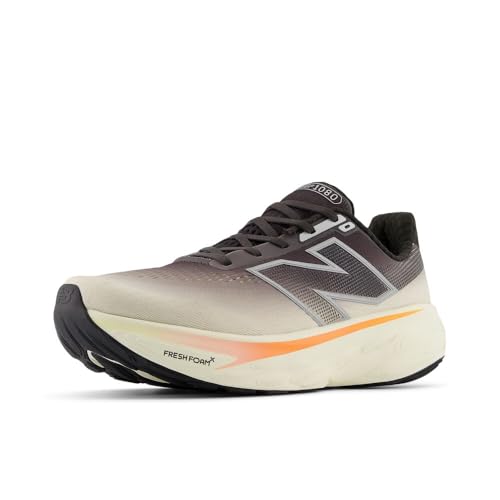 New Balance Men's Fresh Foam X 1080 V14 Running Shoe, Black Cement/Angora/Hot Mango, 12.5 W