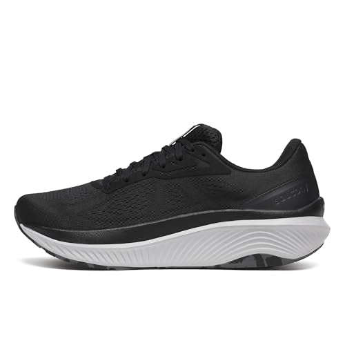 Saucony Men's Echelon 10 Sneaker, Black/Silver, 8.5 Wide