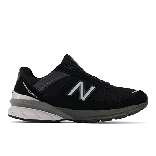 New Balance Women's Made in US 990 V5 Sneaker, Black/Silver, 5 N US