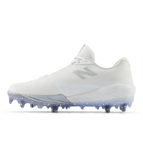 New Balance Men's FuelCell Comp V4 Baseball Shoe, White/Silver, 10.5 M