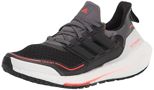 Adidas Men's Ultraboost 21, Grey/Black/Solar Red, 11