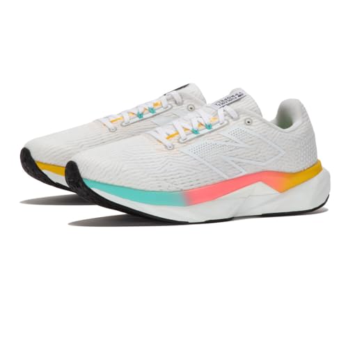 New Balance Men's FuelCell Propel V5 Running Shoe, White/Ginger Lemon/Cyber Jade, 8.5