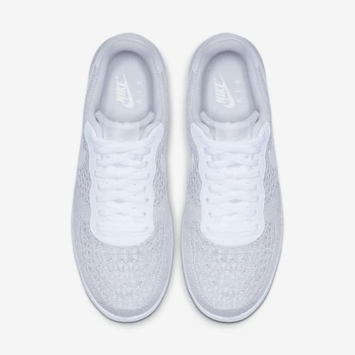 Nike Men's Air Force 1 Flyknit 2.0 Basketball Shoes, Multicoloured White Pure Platinum Pure Platinum White 100, 7 US