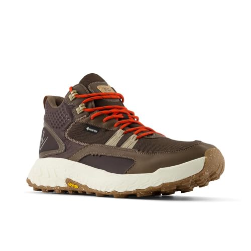 Men's New Balance Fresh Foam X Hierro Mid GTX v1 Trail Shoes in Dark Mushroom/Black Coffee/Neo Flame alternate view 4