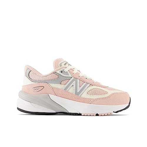 New Balance Kid's 990 V6 Lace-Up Sneaker, Pink Haze/White, 6.5 M Big Kid