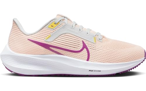 Nike Women's W Air Zoom Pegasus 40 Running Shoes, Guava Ice Vivid Purple Amber Brown, 7 US