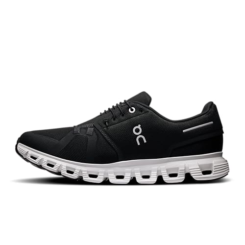 On Men's Cloud 6 Sneakers, Black | White, 8 Medium US