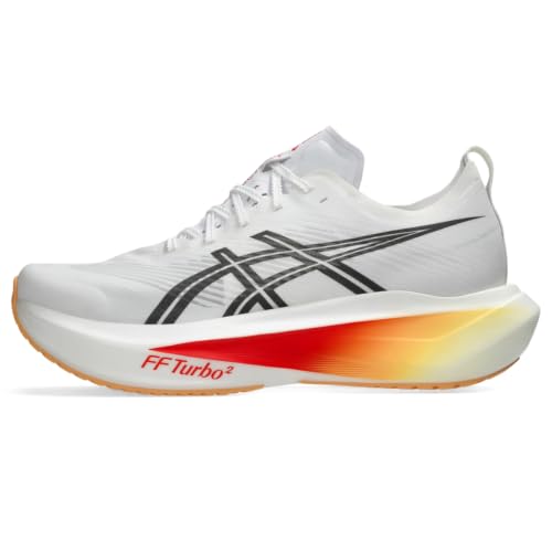 ASICS Unisex MEGABLAST Running Shoes, 13M / 14.5W, White/Orange Glow