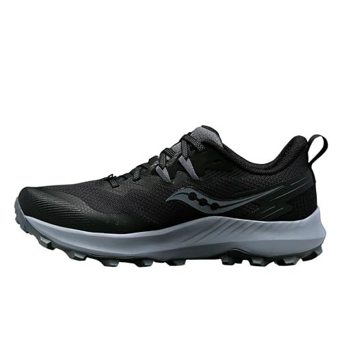 Saucony Women's Peregrine 14 Sneaker, Black/Carbon, 8