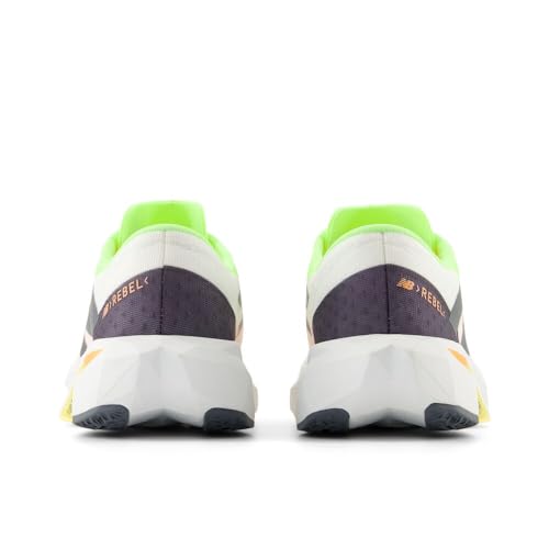 New Balance Men's FuelCell Rebel V4 Running Shoe, White/Bleached Lime Glo/Hot Mango, 14 M