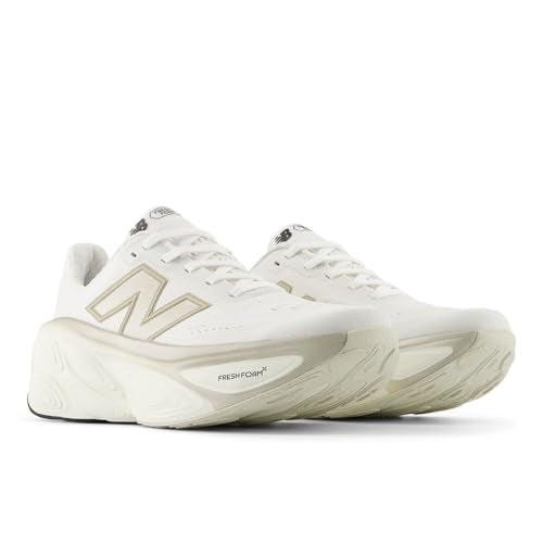 New Balance Women's Fresh Foam X More V5 Running Shoe, White/Sea Salt/Light Gold Metallic, 11 Wide