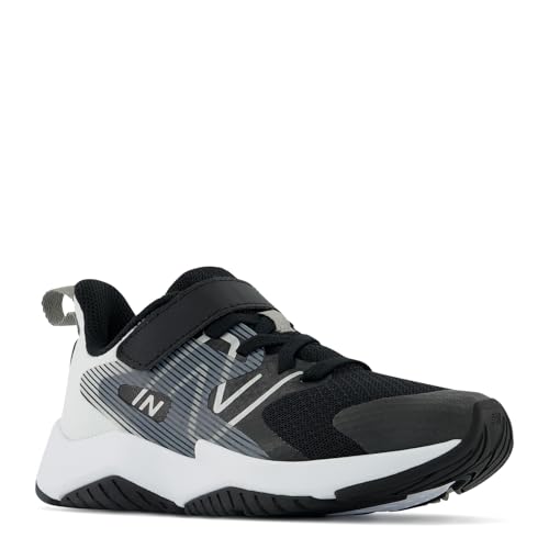 New Balance Kid's Rave Run V2 Hook & Loop Running Shoe, Black/White, 11 Wide Little Kid