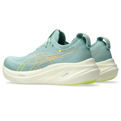 ASICS Women's Gel-Nimbus 26 Running Shoes, 11, Light Celadon/Safety Yellow