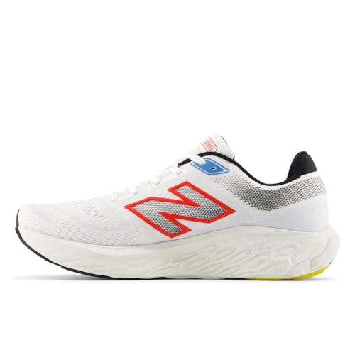 New Balance Men's Fresh Foam X 880 V14 Running Shoe, White/Neo Flame/Black, 7.5 N