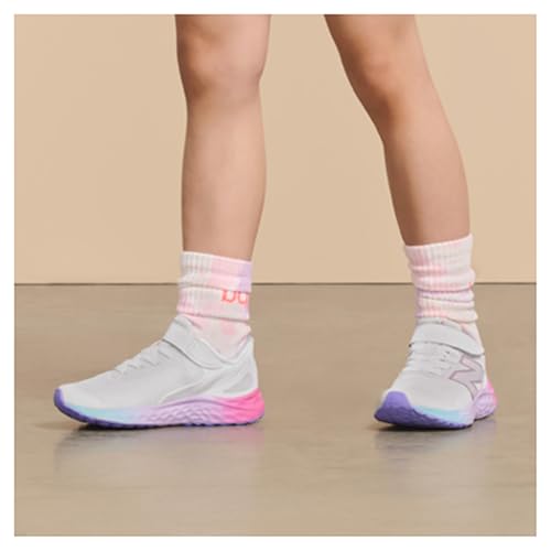 New Balance Kid's Fresh Foam Arishi V4 Bungee Lace with Top Strap Running Shoe, Grey Matter/Mid Century Pink/Lilac Glo, 1 M Little Kid