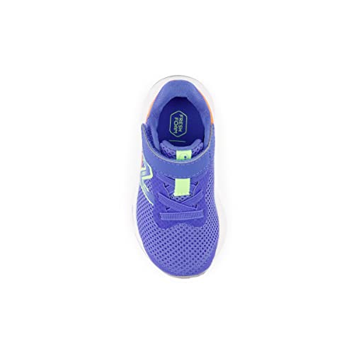 New Balance Baby Fresh Foam Arishi V4 Hook and Loop Running Shoe, Bright Lapis/Bleached Lime Glo/Neon Dragonfly, 4 Wide US Unisex Infant