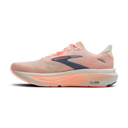Brooks Women’s Ghost 18 Neutral Running & Walking Shoe - Star White/Cyber Peach/Grey - 8.5 Wide
