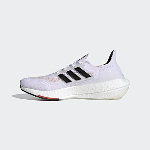 Adidas Men's Ultraboost 21, White/Black/Solar Red, 8.5