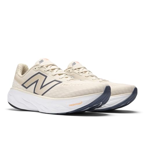 New Balance Men's Fresh Foam X 1080 V14 Running Shoe, Sea Salt/Vintage Indigo/Hot Mango, 10 M