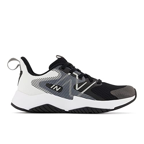 New Balance Unisex Child Rave V2 Lace-up Running Shoe, Black/White, 5 Big Kid US
