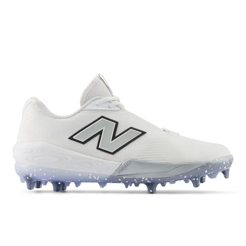 New Balance Men's FuelCell Comp V4 Baseball Shoe, White/Silver, 10.5 M