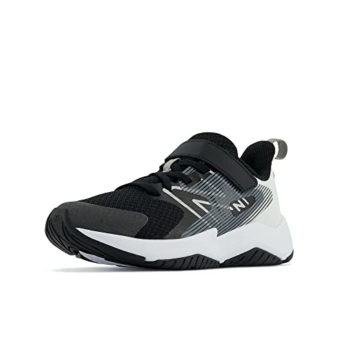 New Balance Kid's Rave Run V2 Hook & Loop Running Shoe, Black/White, 11 Wide Little Kid