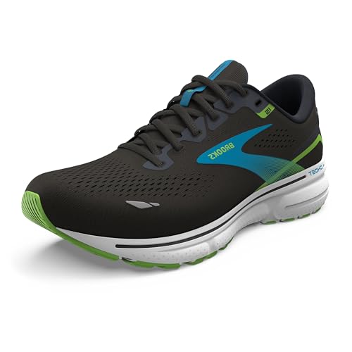 Brooks Men's Ghost 15 Neutral Running Shoe - Black/Hawaiian Ocean/Green - 7.5 Medium
