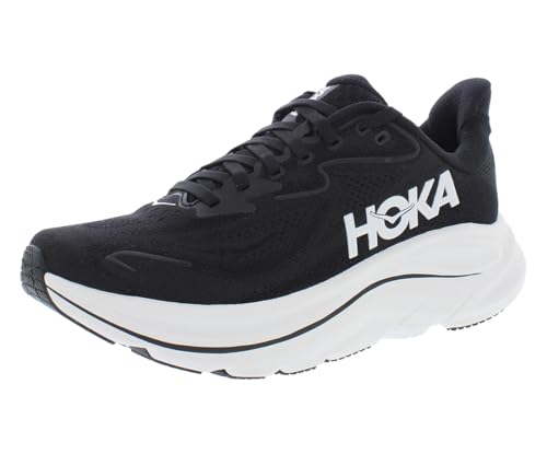 HOKA Clifton 10 Wide Womens Shoes Size 7, Color: Black/White