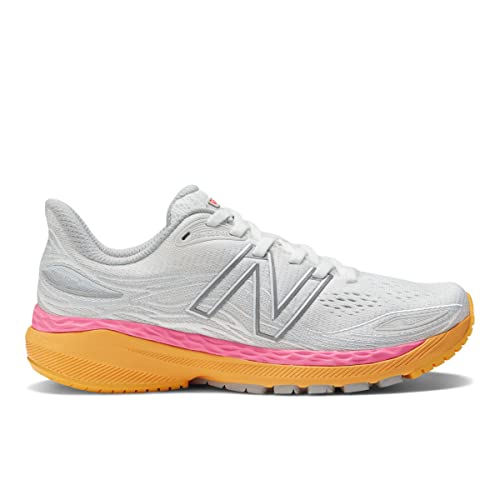 New Balance mens Fresh Foam X 860 V12 Running Shoe, White/Vibrant Orange/Vibrant Pink, 5.5 US