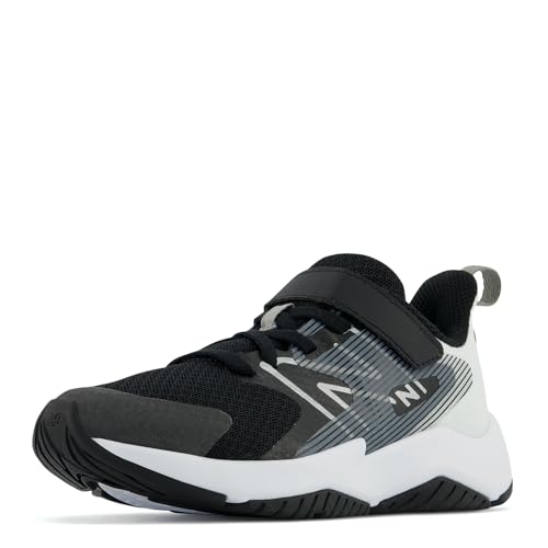 New Balance Kid's Rave Run V2 Hook & Loop Running Shoe, Black/White, 11 Wide Little Kid