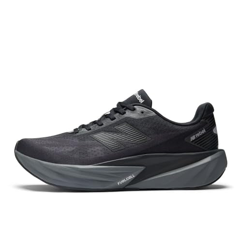 New Balance Men's FuelCell Rebel V5 Running Shoe, Black/Castlerock/Silver Metallic, 10 M