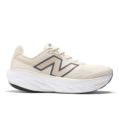 New Balance Men's Fresh Foam X 1080 V14 Running Shoe, Sea Salt/Vintage Indigo/Hot Mango, 10 M