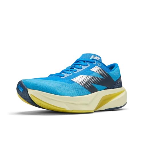 New Balance Women's FuelCell Rebel V4 Running Shoe, Spice Blue/Limelight/Blue Oasis, 5.5 M