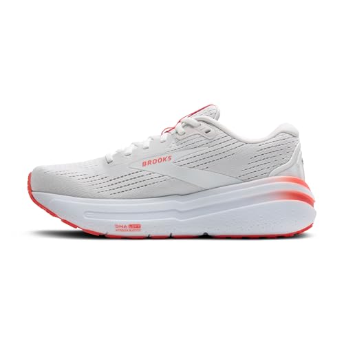 Brooks Women’s Ghost Max 2 Neutral Running & Walking Shoe - White/Hot Coral - 6 Medium
