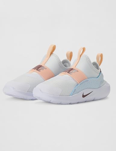 Nike Big Kid's Flex Runner 4 Running Shoe, White/Tattoo-Football Grey-Washed Coral, 4.5Y