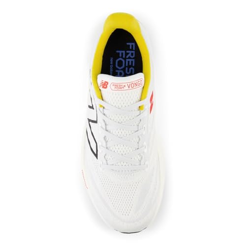 New Balance Men's Fresh Foam X Vongo V6 Running Shoe, White/Ginger Lemon/Black, 7.5 M