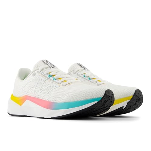 New Balance Women's FuelCell Propel V5 Running Shoe, White/Cyber Jade/Ginger Lemon, 8.5