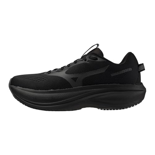 Mizuno Wave Rider 30 men’s running shoe in Black, lateral view